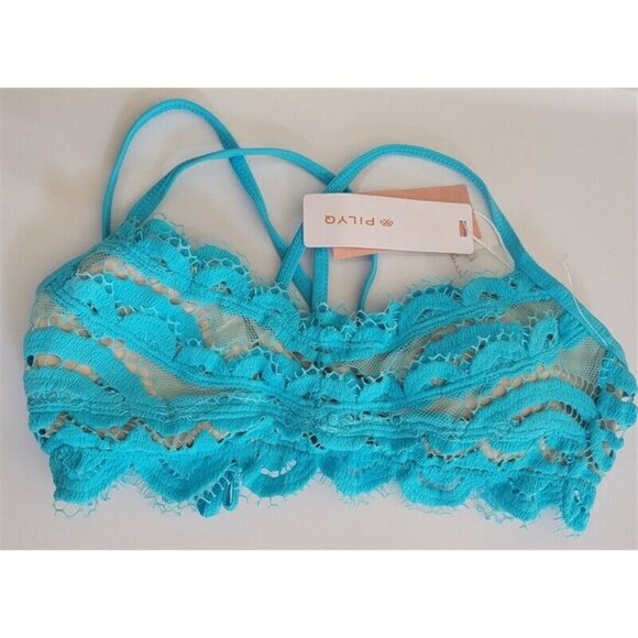 Pilyq Swim Nwt Pilyq S Marine Blue Lace Bralette Bikini Swim Poshmark